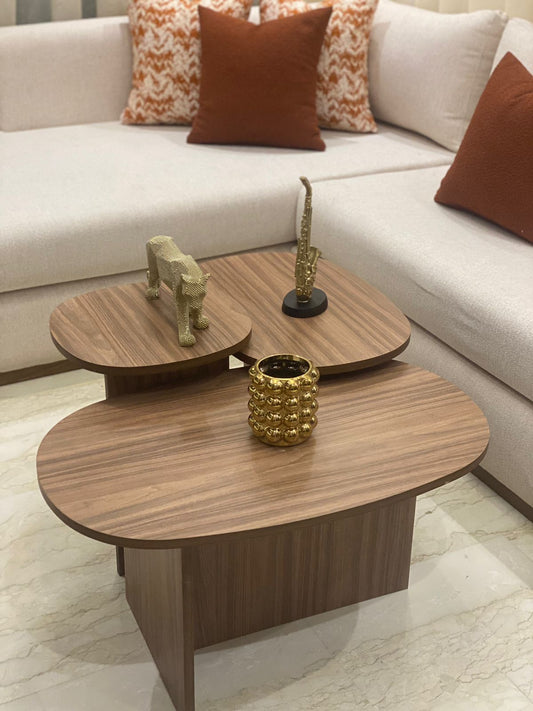 Trio tables basses oval