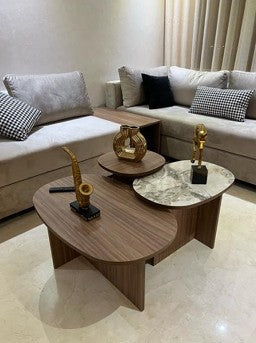 Trio tables  basses oval